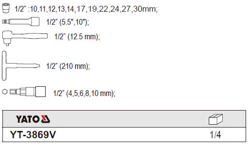 Bộ tuýp tay vặn tổng hợp cách điện 1000V Yato YT-3869V