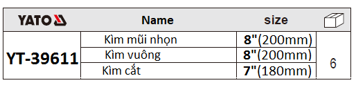 Bộ kìm 3 chi tiết Yato YT-39611