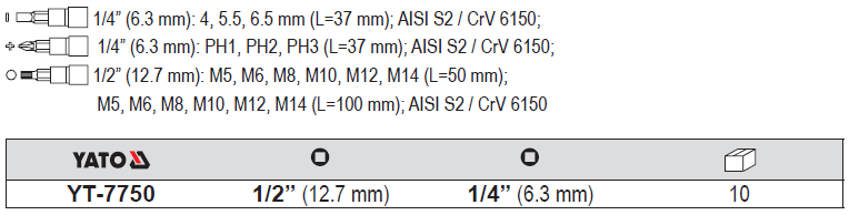 Bộ tuýp mũi vít tổng hợp 18 chi tiết Yato YT-7750